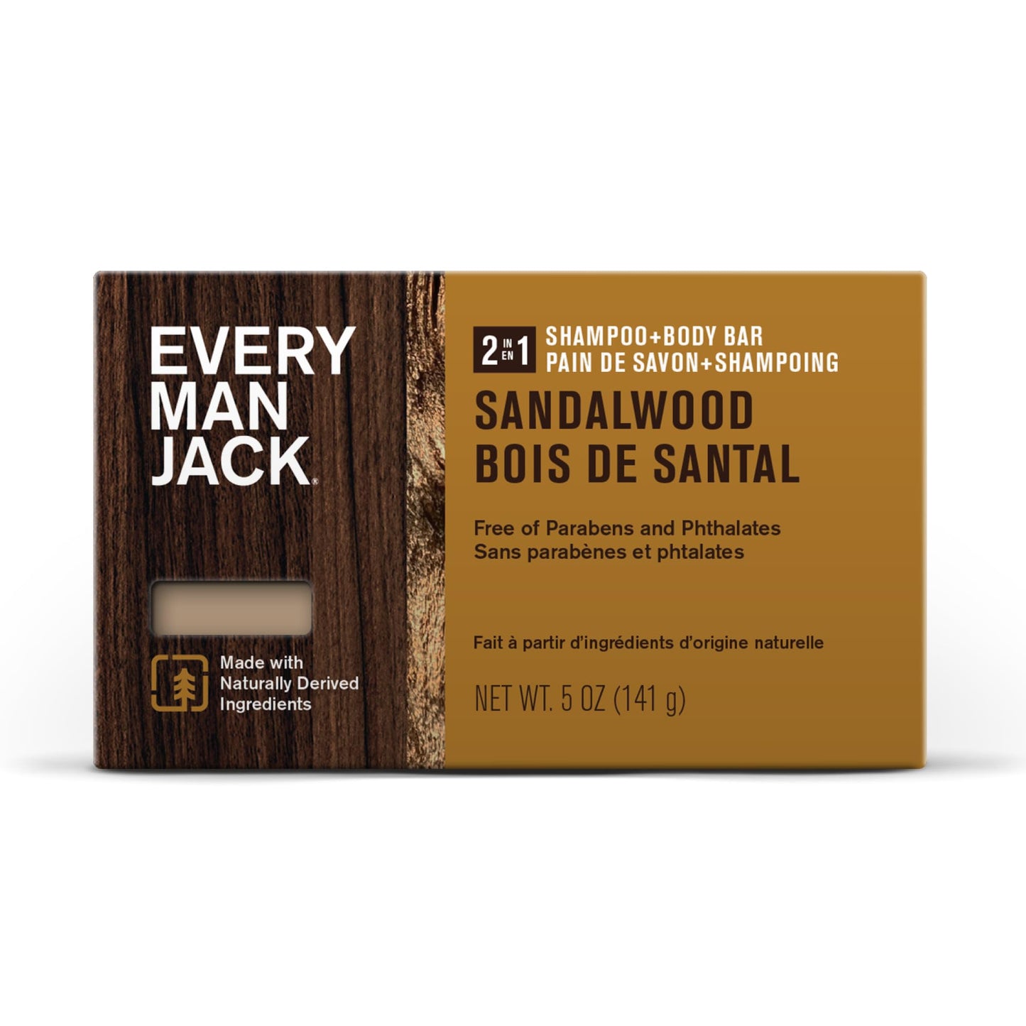 Every Man Jack, Shampoo And Body Bar 2 In 1 Sandalwood, 5 Ounce Beauty & Personal Care Every Man Jack