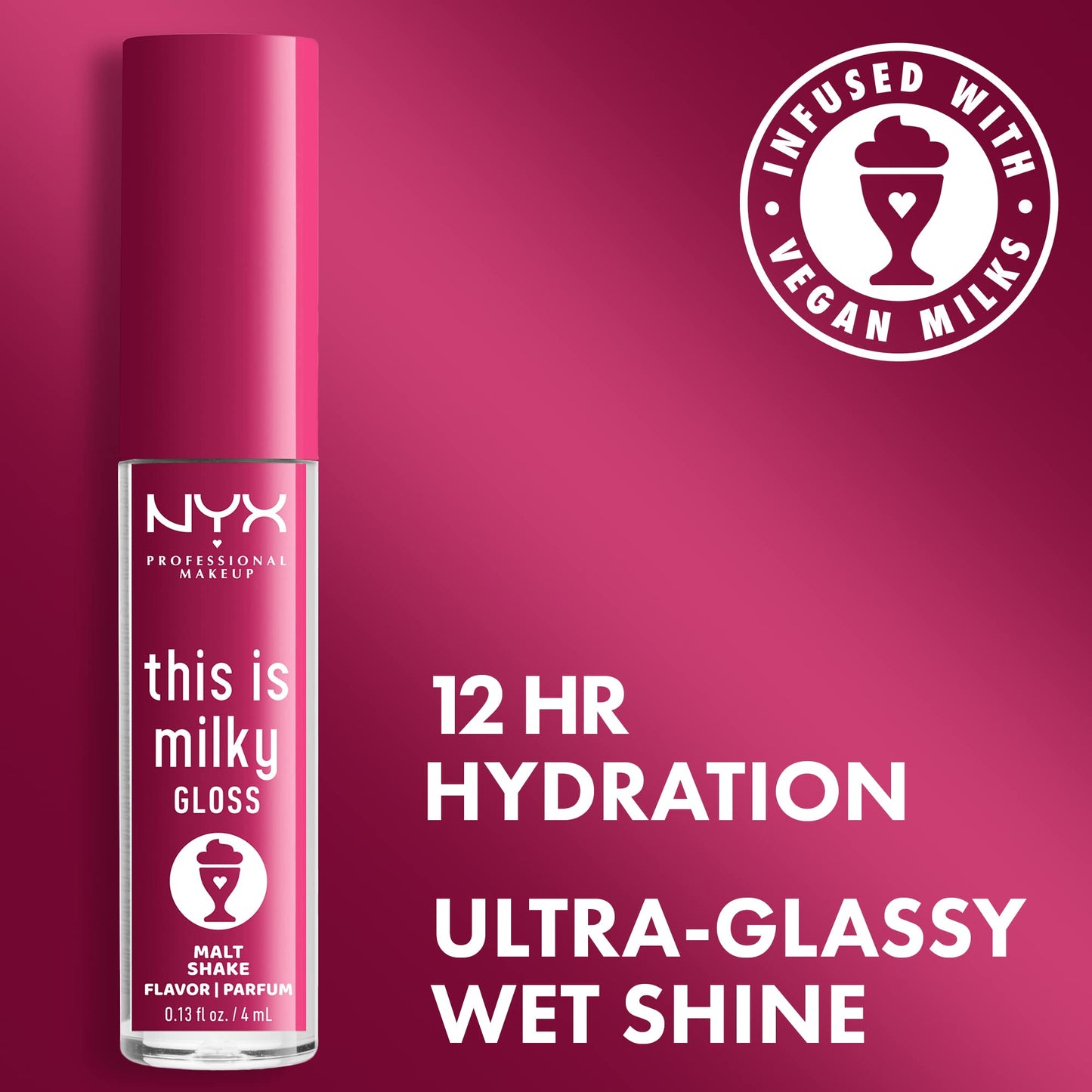 NYX PROFESSIONAL MAKEUP This Is Milky Gloss, Lip Gloss with 12 Hour Hydration, Vegan - Malt Shake (Warm Red) Beauty & Personal Care NYX PROFESSIONAL MAKEUP
