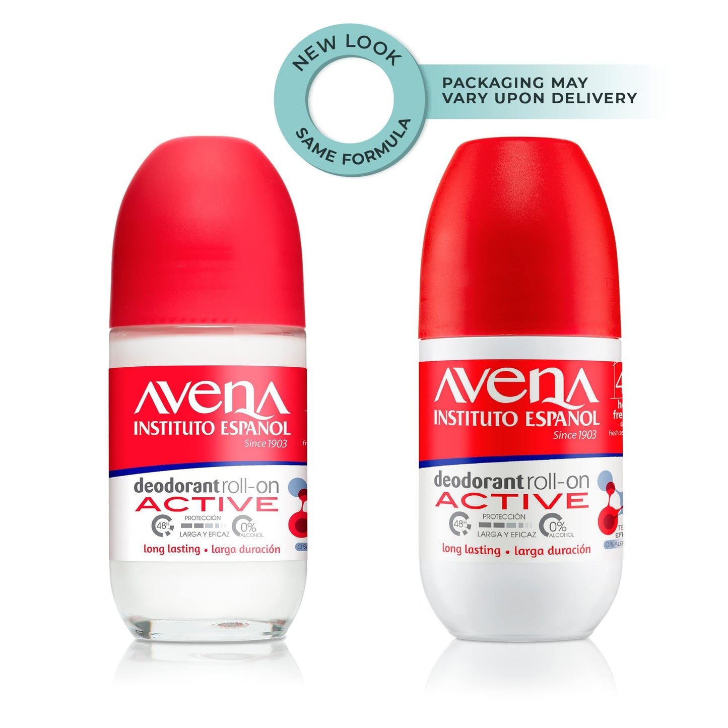 Avena Instituto Espanol Deodorant Roll-On, Active, Long-Lasting, Non-Alcohol, 2-Pack of 2.53 FL Oz each, 2 Bottles Beauty and Personal Care Avena Instituto Espanol