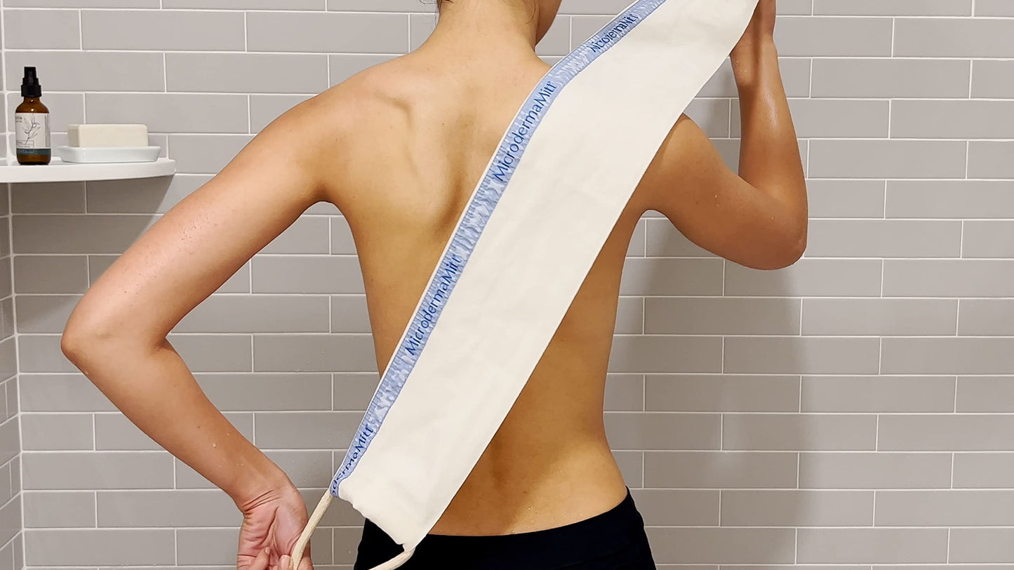 MicrodermaMitt Deep Exfoliating Back Scrubber for Bath & Shower - Dead & Dry Skin Remover - Double-Sided Exfoliator - Body Wash Cloth for Men & Women Beauty & Personal Care MicrodermaMitt