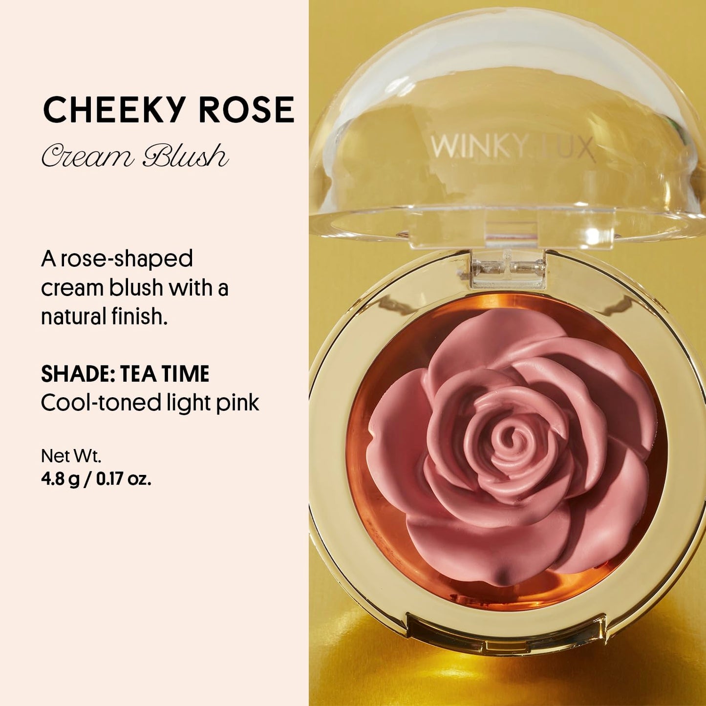 Winky Lux Cheeky Rose Cream Blush - High Pigment, Weightless Color for Cheeks, Effortlessly Blendable Makeup with Vitamin E, Cool Toned Light Pink Beauty & Personal Care Winky Lux