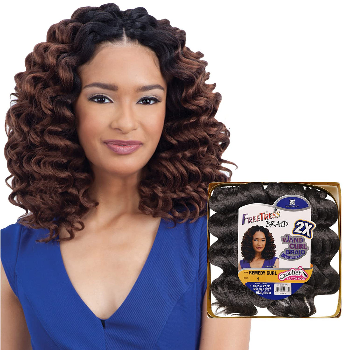 REMEDY CURL (2 Dark Brown) - Freetress 2X Wand Curl Crochet Braid Collection