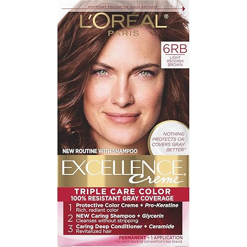 L’Oreal ParisExcellence Creme Triple Protection Hair Color, Light Reddish Brown (Warmer) [6RB] 1 Each (Pack of 3) Beauty & Personal Care L'Oreal Paris