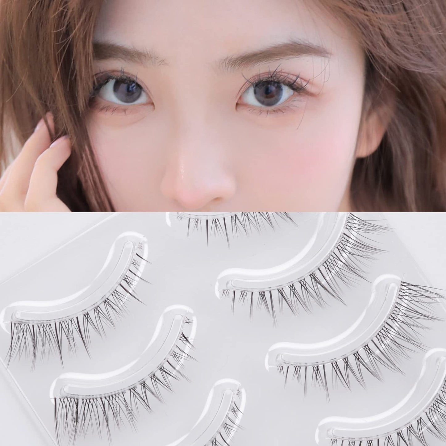 Miz Barn Daily Lashes 4 Pairs Natural Look False Eyelashes, Natural Soft Lightweight Comfortable Short Lashes Strip Cross Clear Band Handmade False Beauty & Personal Care Miz Barn