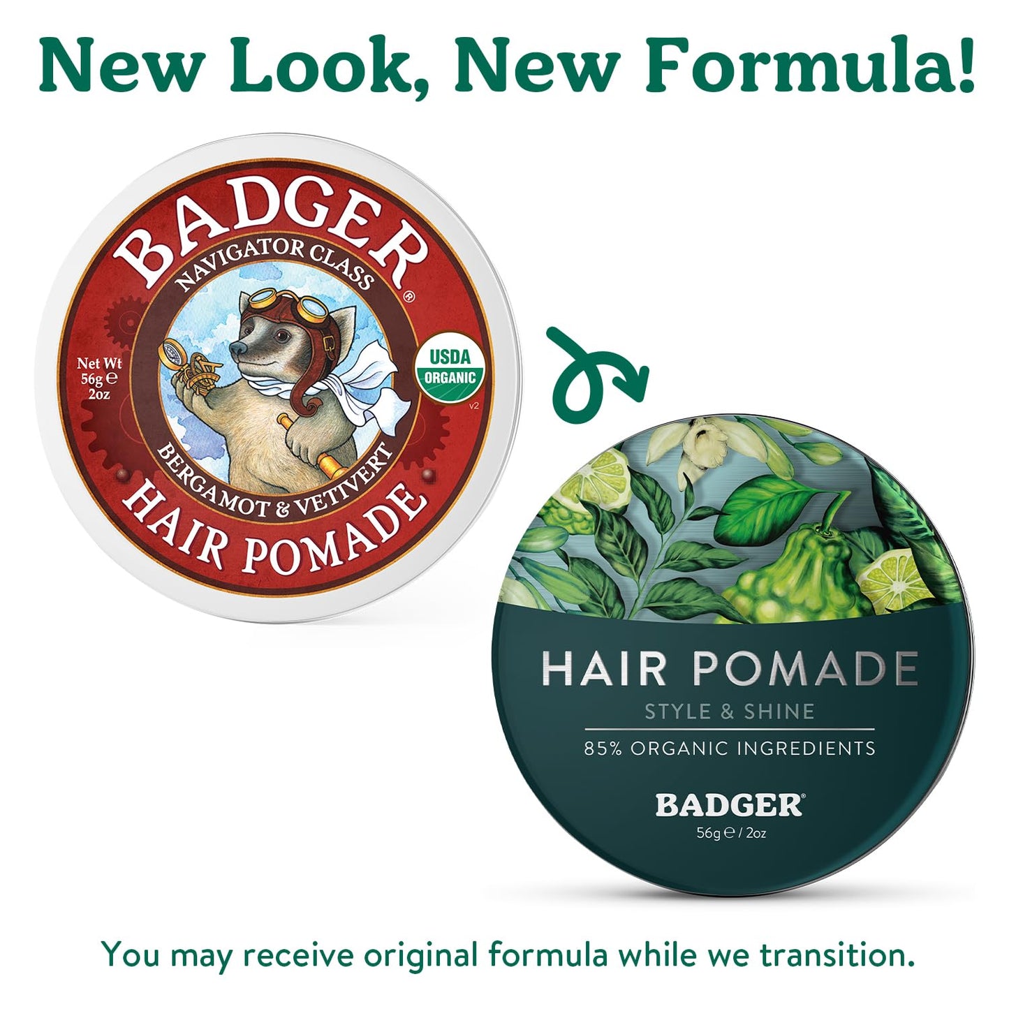 Badger Hair Pomade for Men, Organic, Easy to Use, Subtle Masculine Scent, Medium Hold Hair Pomade with Medium Shine Finish, Nourishes Hair & Scalp 2 Beauty & Personal Care Badger