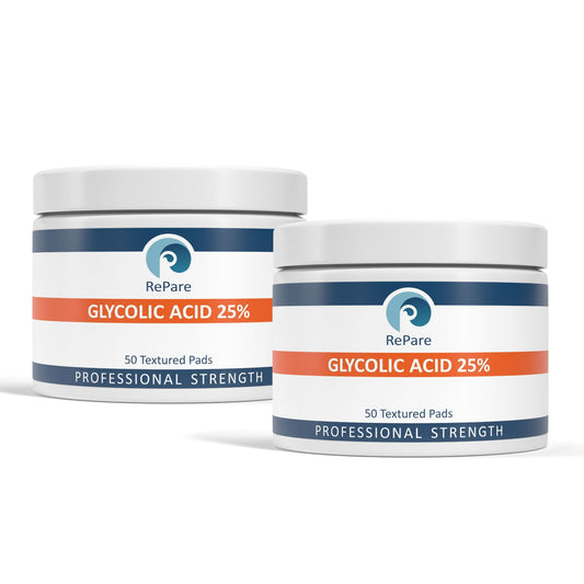 RePare Glycolic Acid 25% Peel Pads - Professional Resurfacing Facial Treatment for Smooth Skin Tone & Texture (2-Jar Value Pack) Jars only