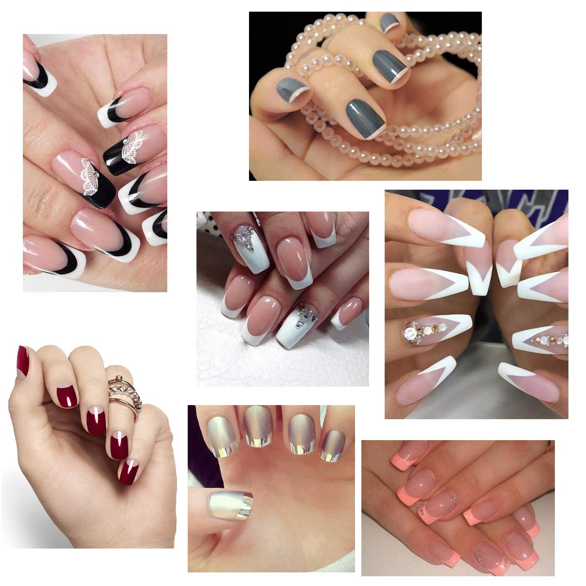 TailaiMei 1768 Pieces 60 Designs French Manicure Nail Stickers, Nail Art Tips Guides for DIY Decoration Stencil Tools (36 Sheets) Beauty & Personal Care TailaiMei