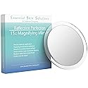 15X Magnifying Mirror - Use for Makeup Application - Tweezing - and Blackhead/Blemish Removal - 6 Inch Round Mirror with Three Suction Cups for Easy Beauty & Personal Care Essential Skin Solutions