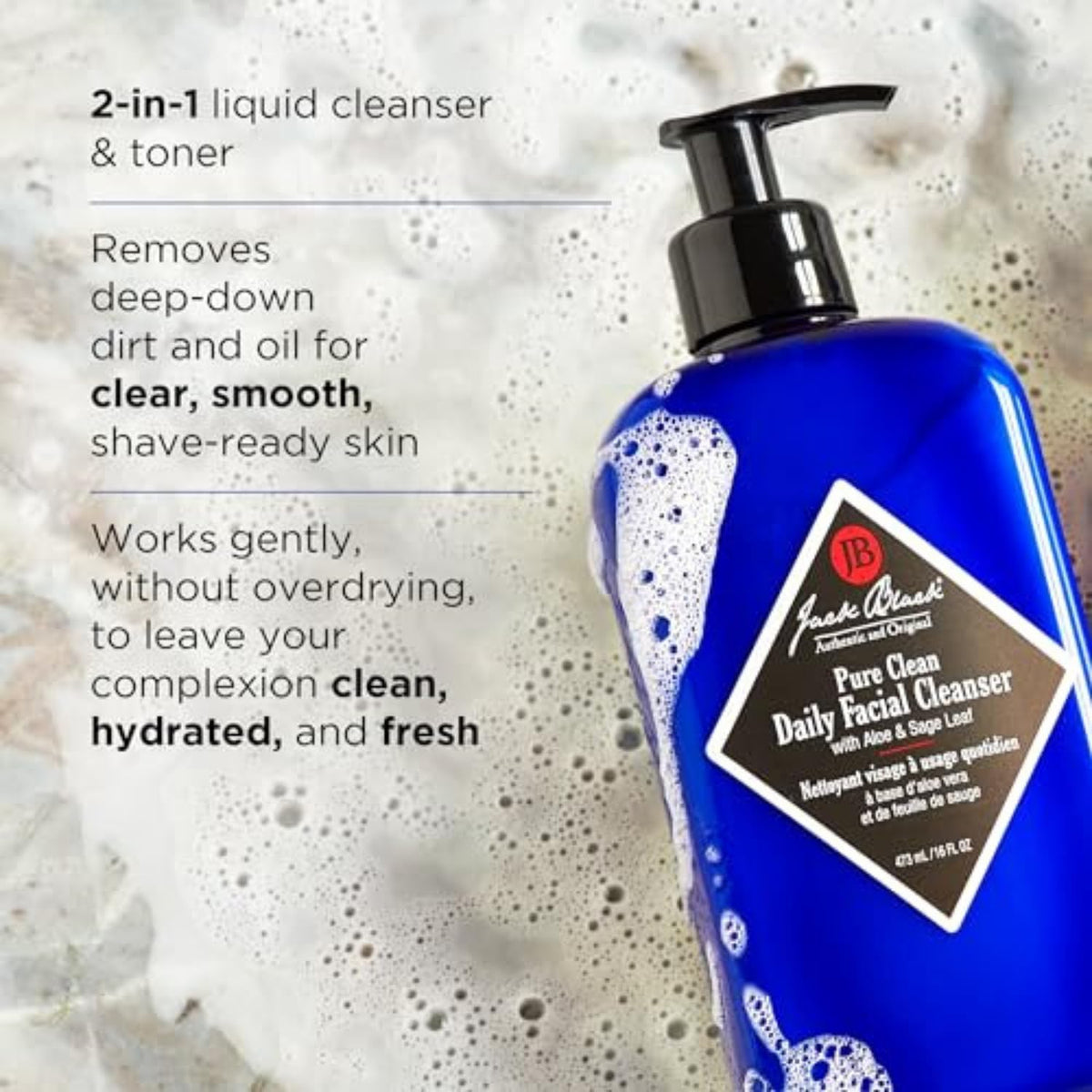 Jack Black Pure Clean Daily Facial Cleanser for Men - Mens Face Wash, Jack Black Face Wash Men's, Face Wash for Men, Face Cleanser for Men, 2-in-1 Beauty & Personal Care Jack Black