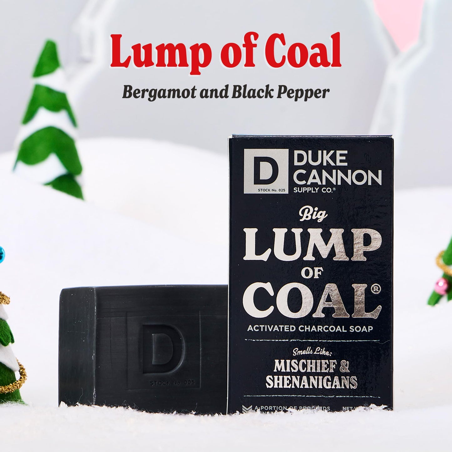 Duke Cannon Supply Co. Big Brick of Soap Bar for Men Holiday Edition - Big Lump of Coal (Bergamot & Black Pepper Scent), 10 oz. (1 Pack) Beauty & Personal Care Duke Cannon Supply Co.