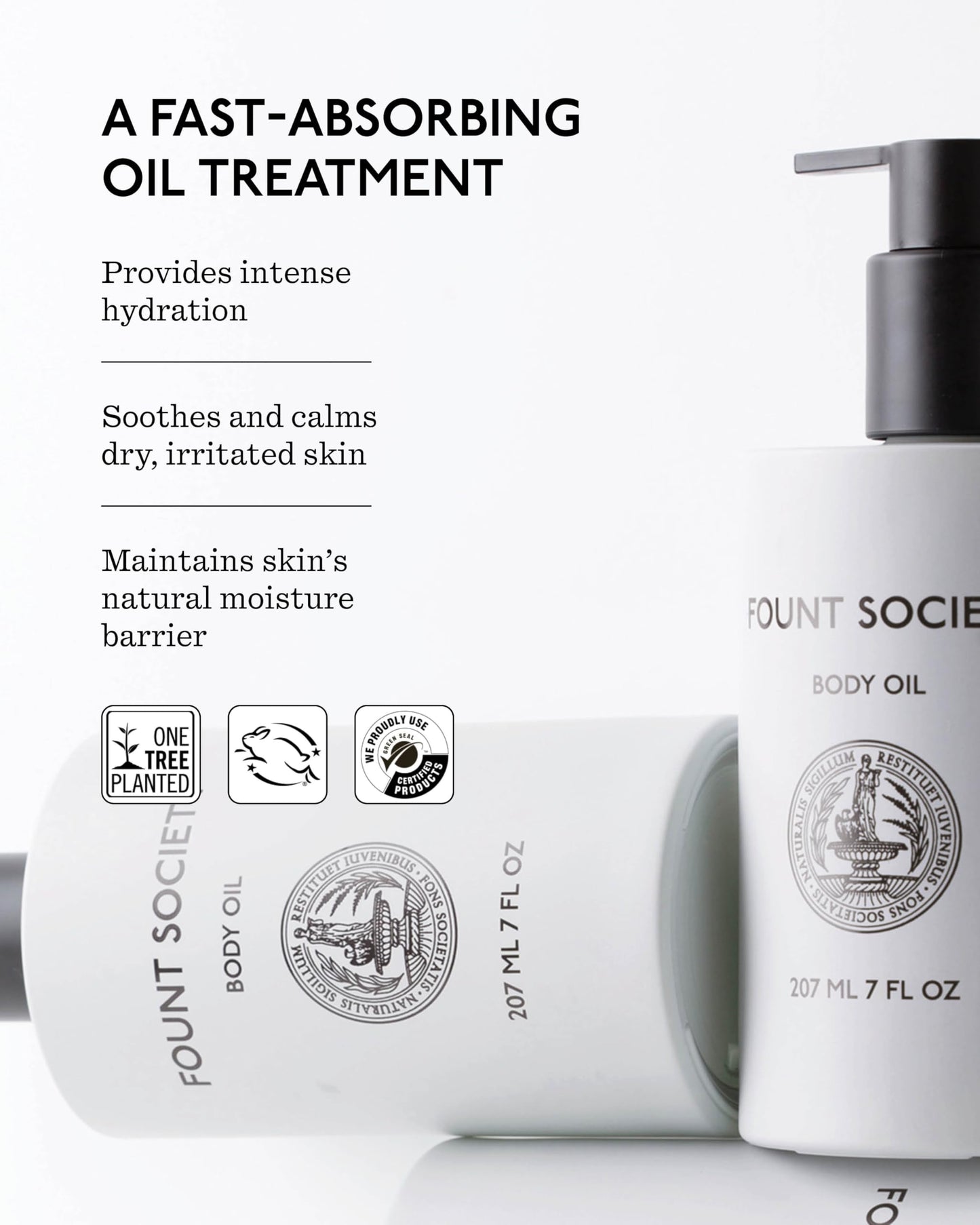 Fount Society Body Oil - 7 fl oz Hydrating Oil for Nourished Skin - Lightweight, Fast Absorbing, Non-Greasy Formula - Vegan & Cruelty-Free - No Beauty & Personal Care Fount Society