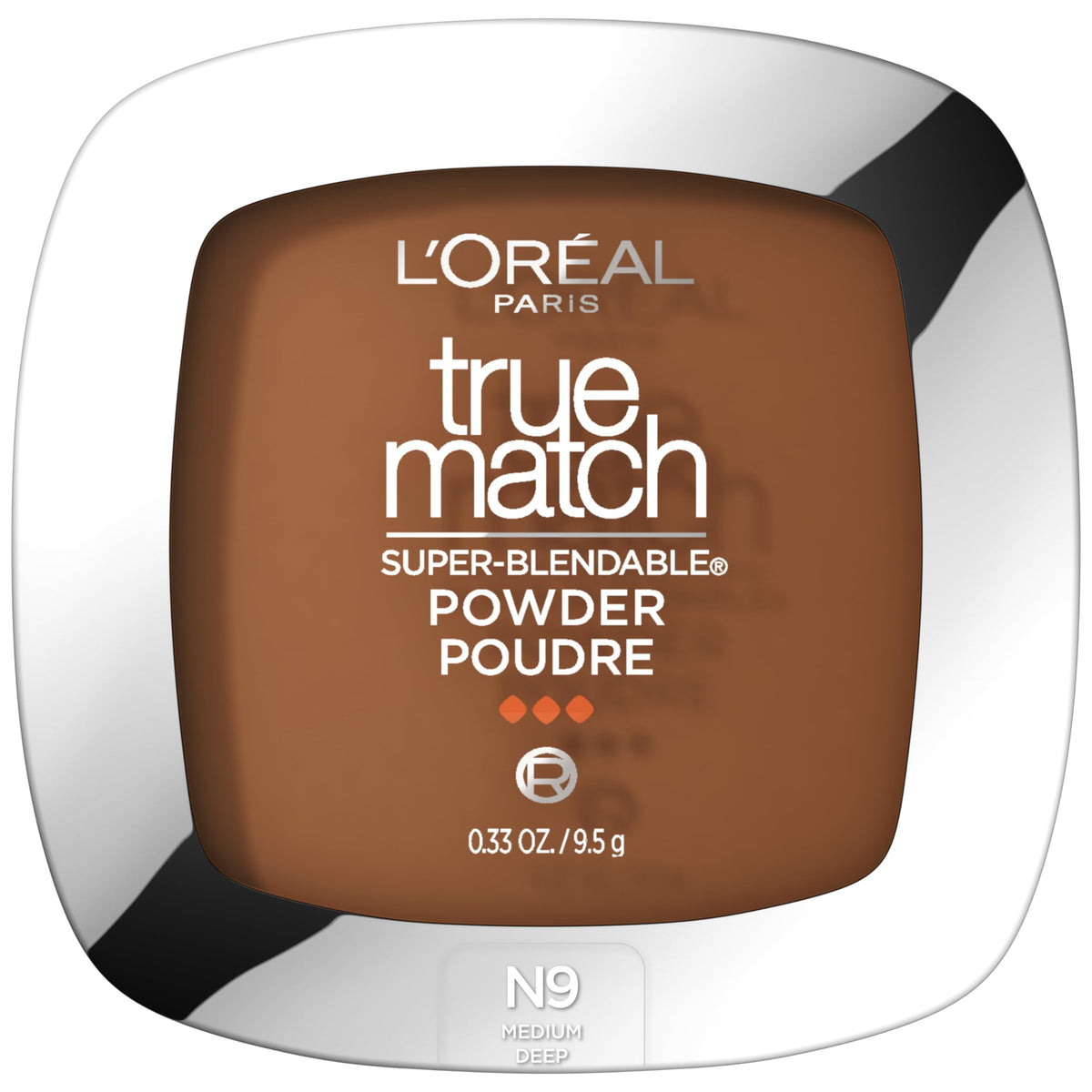 L'Oreal Paris True Match Super Blendable Oil Free Powder Foundation, N9 Medium Deep, 0.33 oz