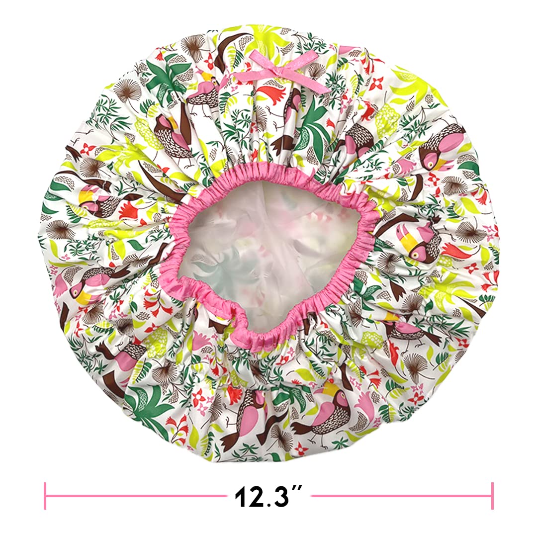 Reusable Bath & Shower Cap Lined, Oversized Waterproof Shower Caps Large Designed for all Hair Lengths with PEVA Lining & Elastic Band Stretch Hem Beauty & Personal Care Betty Dain