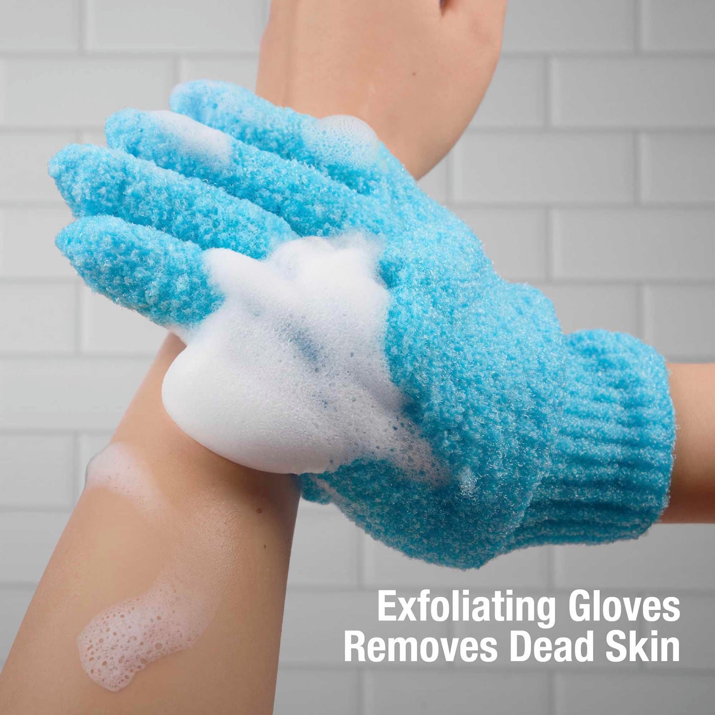 Red by Kiss Body Exfoliating Bath & Shower Medium Mitten Gloves, One Size Fits Most, Buffs Away Dead Skin & Impurities, Ideal for Smoother, Softer Beauty and Personal Care Red by Kiss