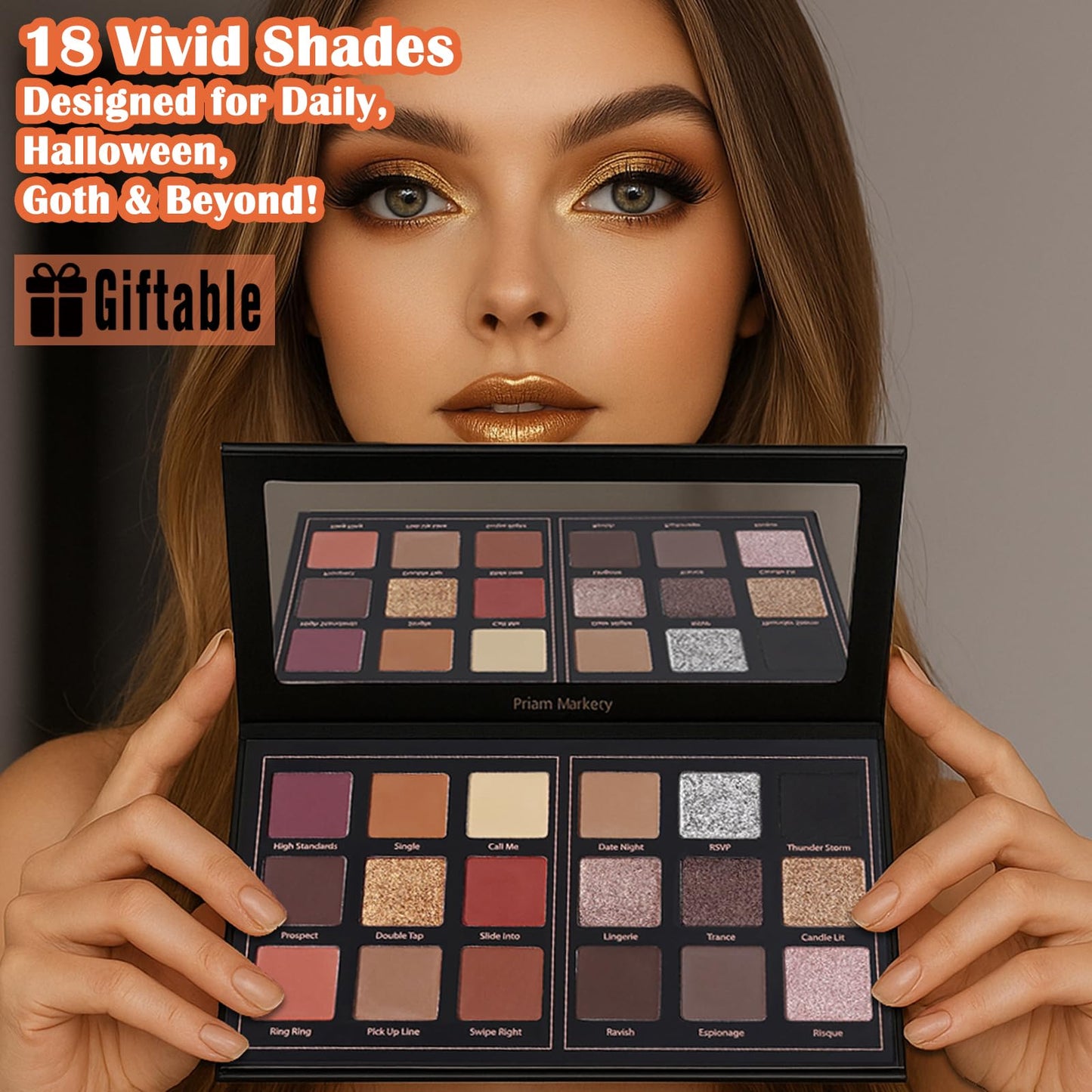 Prism Makeup Matte Eyeshadow Palette Pro 18 Colors Pigmented Shimmer Glitter Eye Shadow Palette, Long Lasting Waterproof Smokey Powder Cosmetics Beauty & Personal Care Prism Makeup