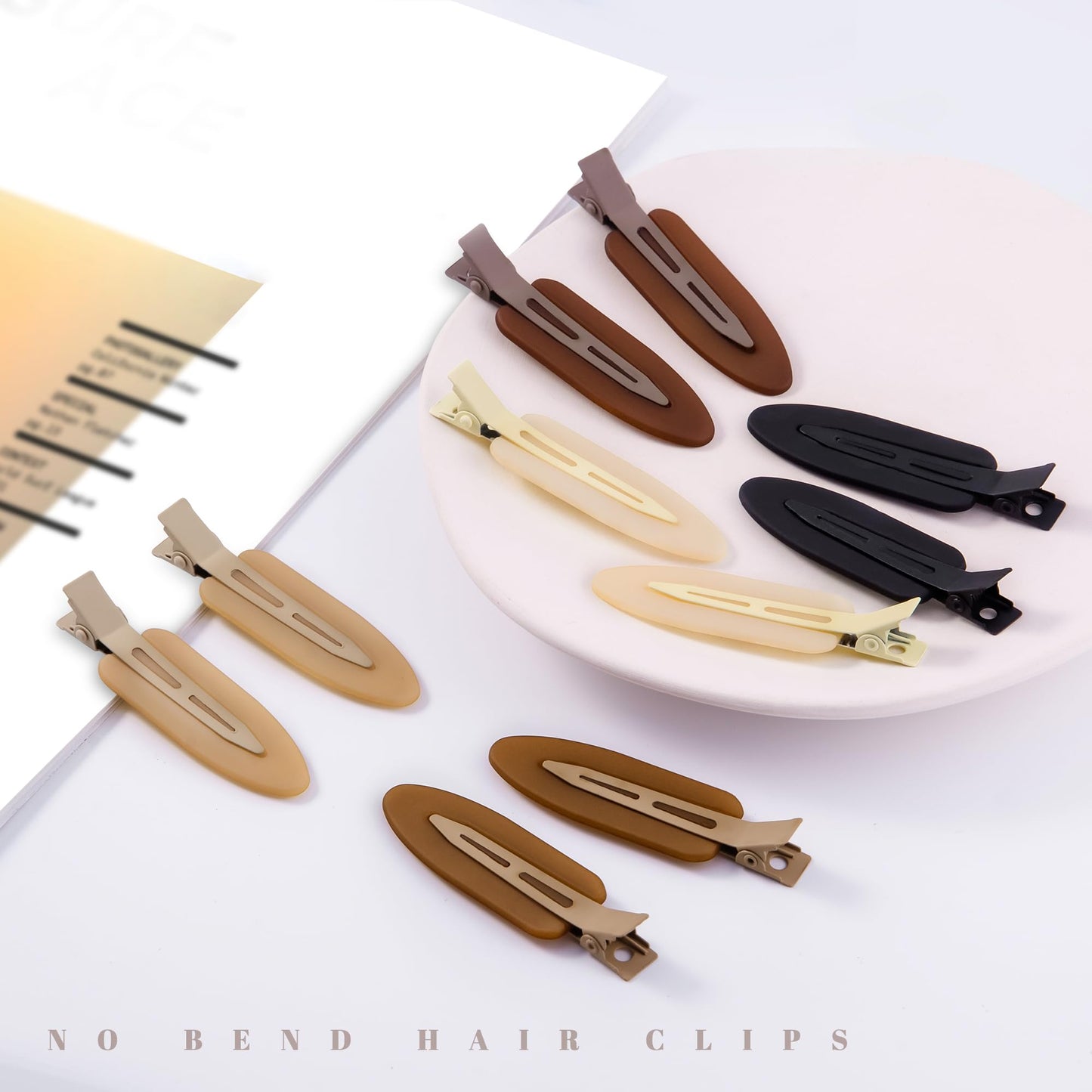 Cptots 10 Pcs Creaseless No Crease No Bend Flat Hair Clips For Styling Non Slip Makeup Clips For Women Salon Hairstyle,Matte Black Brown Beige Beauty and Personal Care Cptots