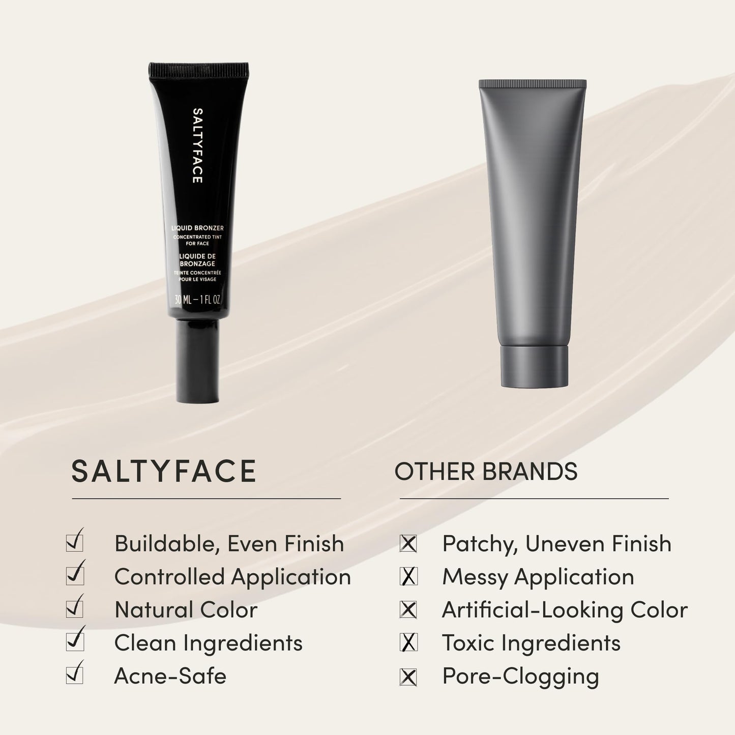 SALTYFACE - Liquid Bronzer - Concentrated Tint for Face - Universal Shade - Bronzing Drops - Helps Even Skin Tone - Lightweight - Hyaluronic Acid Beauty & Personal Care SALTYFACE