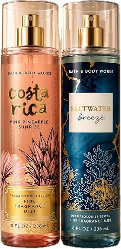 Bath & Body Works Pink Pineapple Sunrise & Saltwater Breeze Fine Fragrance Mist 2-Pack 8 oz Each Fresh Tropical Scent Set Beauty & Personal Care Bath & Body Works