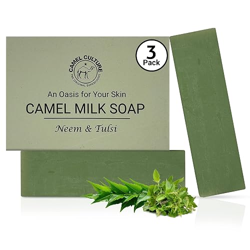 CAMEL CULTURE Tulsi and Neem Soap Bar (3 Pack) - Handcrafted, Soothing Camel Milk Soap - Nourishing, Nutrient and Vitamin Rich Men's Body Wash Beauty & Personal Care CAMEL CULTURE