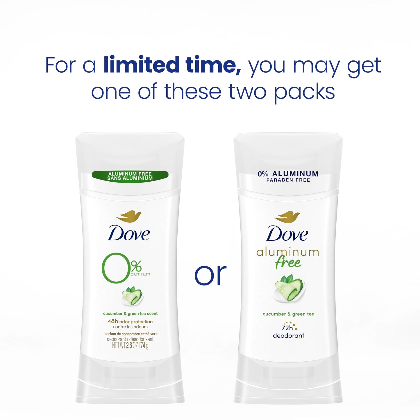 Dove Aluminum Free Deodorant for Women 4 Count Cucumber and Green Tea 72 hour odor protection 2.6 oz Beauty and Personal Care Dove
