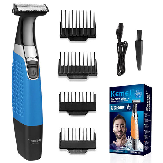 KEMEI Electric Razor, Beard Trimmer Men, Waterproof Beard Grooming,Cordless USB Rechargeable Body Groomer and Hair Remover for Eyebrow, Beard Facial Beauty and Personal Care KEMEI