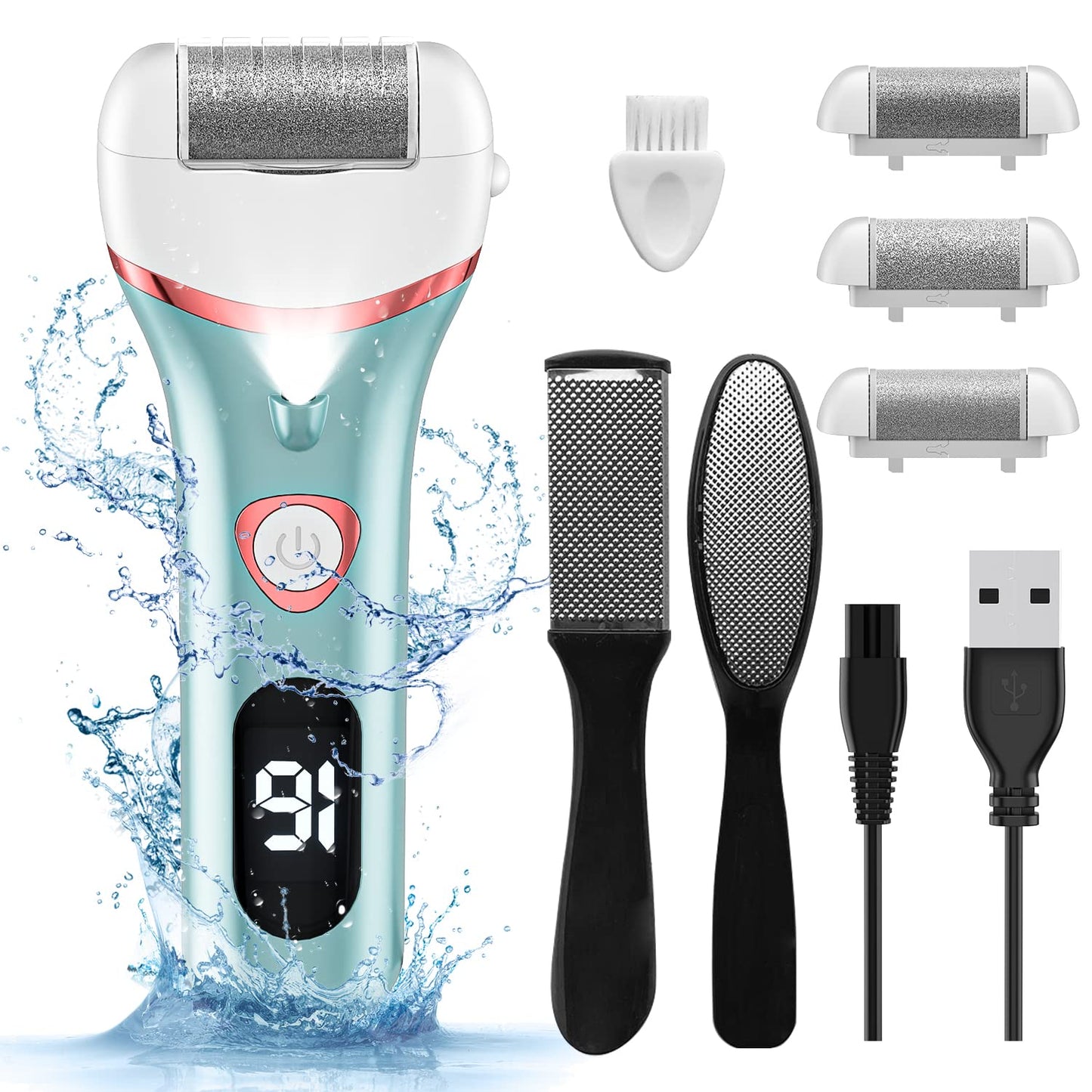 Electric Foot Callus Remover, Rechargeable Portable Electronic Foot File Pedicure Kits, Waterproof Foot Scrubber File, Professional Pedicure Tools Beauty & Personal Care Geopu
