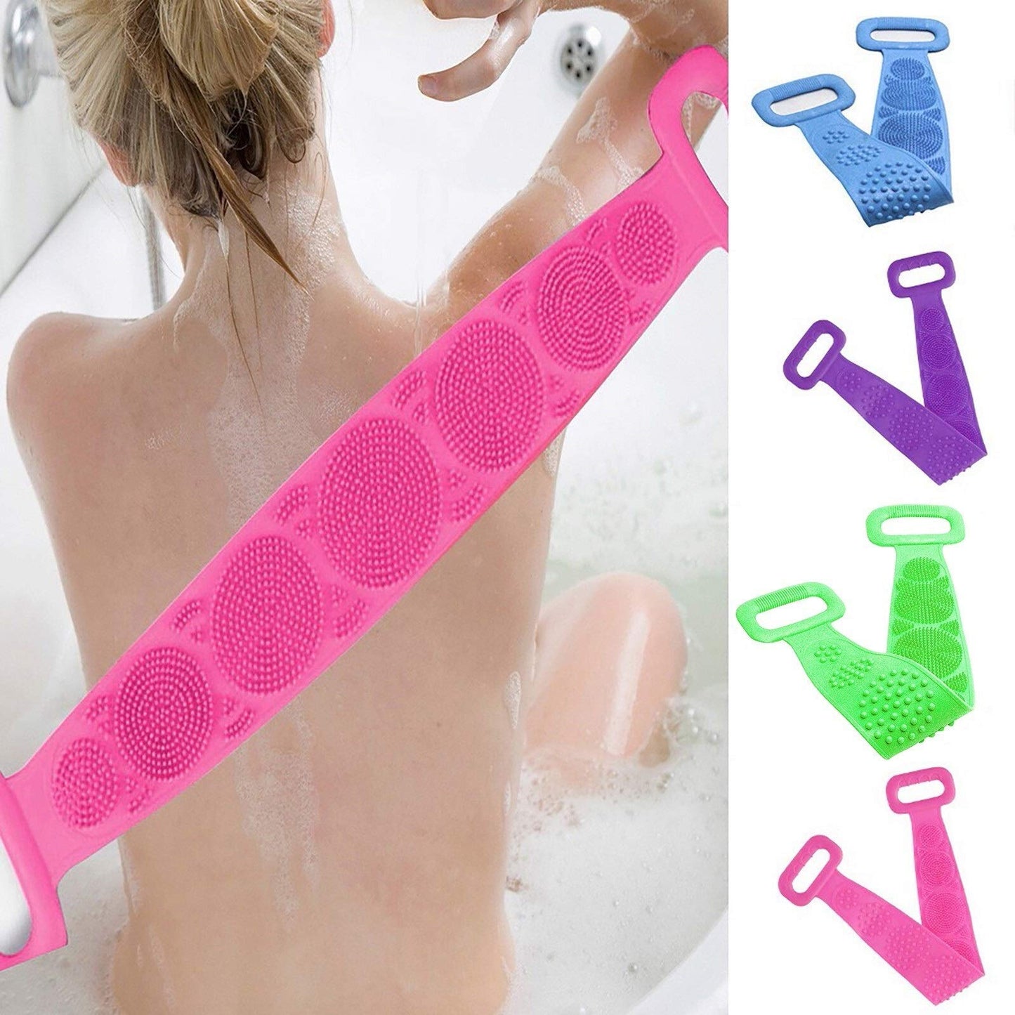 Exfoliating Body Towel Silicone Shower 70cm Bath Brush Wash with Body Wash Strap Body Strap Exfoliating Back Brush Salviett Beauty and Personal Care zxb-shop