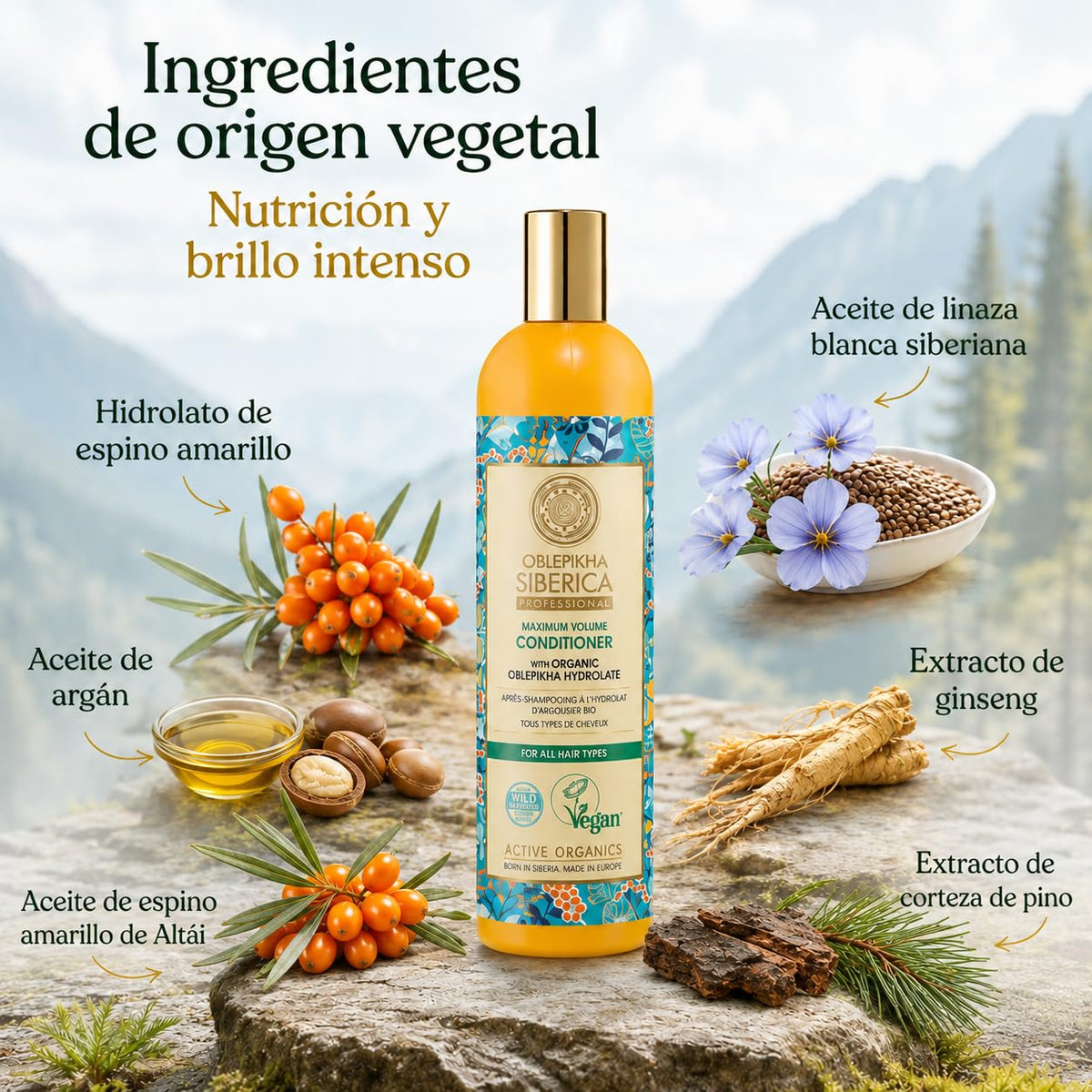 Natura Siberica Oblepikha Conditioner Maximum Volume for All Hair Types, 400 mL