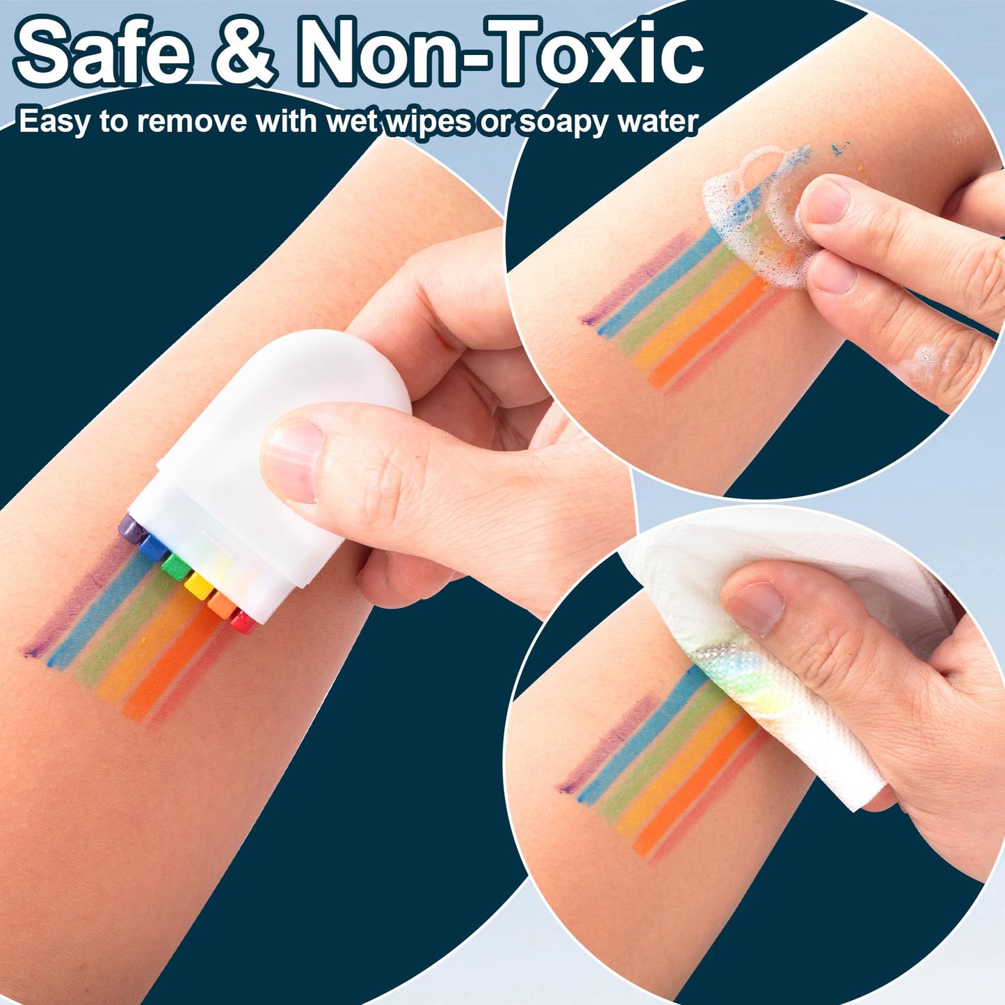 VARMDUKKE 2pcs Rainbow Face Body Paint Sticks, Water-Based Gay Pride Flag Face Paint Sticks, Reusable Festival Makeup Facial Marker Painting Tools Beauty & Personal Care VARMDUKKE