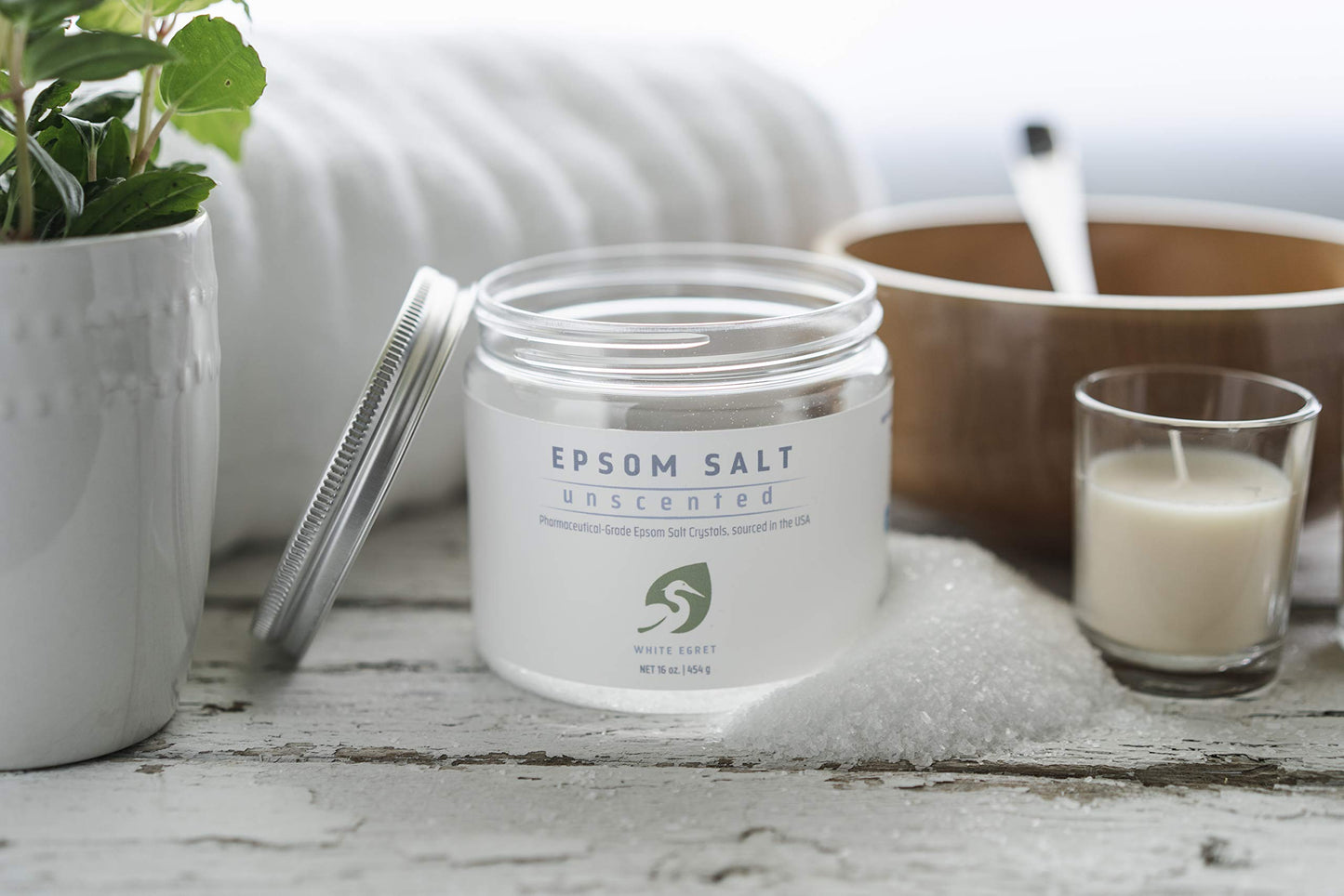 White Egret - Hemp Pharmaceutical Grade Epsom Salt - 16oz Beauty and Personal Care White Egret