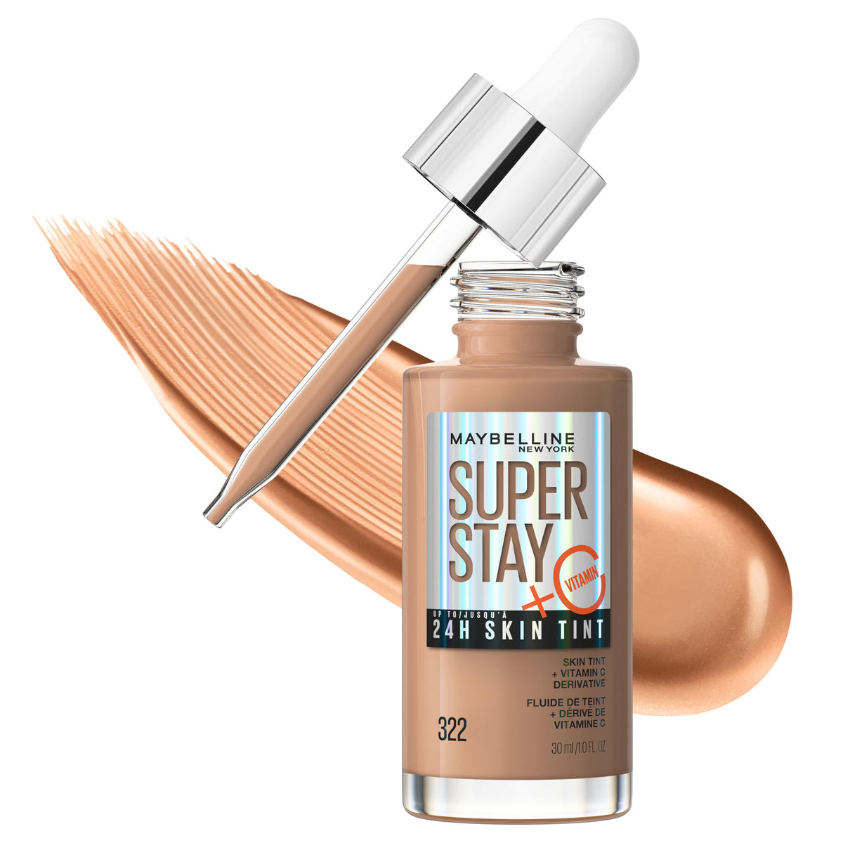 Maybelline Super Stay Up to 24HR Skin Tint, Radiant Light-to-Medium Coverage Foundation, Makeup Infused With Vitamin C, 322, 1 Count Beauty & Personal Care MAYBELLINE