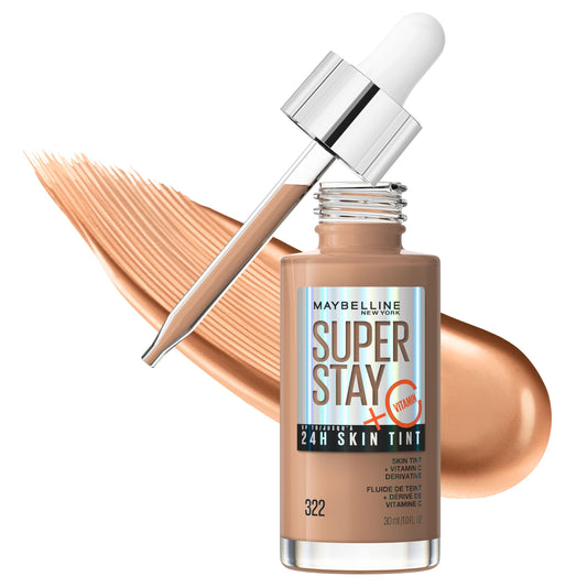 Maybelline Super Stay Up to 24HR Skin Tint, Radiant Light-to-Medium Coverage Foundation, Makeup Infused With Vitamin C, 322, 1 Count Beauty & Personal Care MAYBELLINE
