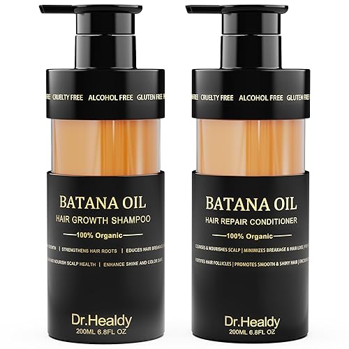 Dr. Healdy Batana Oil Shampoo and Conditioner Set - for Hair Growth,Thickening & Hydration,Sulfate Free - Fights Hair Loss & Clarifies Scalp -Root Beauty & Personal Care Dr. Healdy