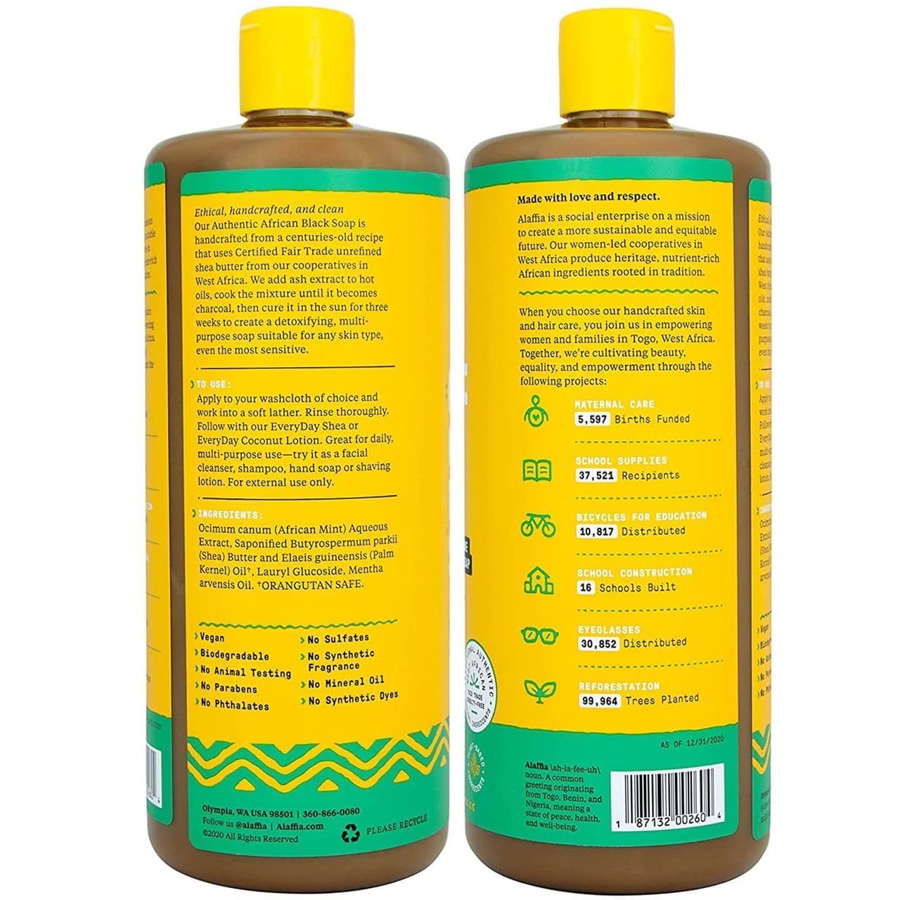 Alaffia Authentic African Black Soap Variety 2-Pack - All-In-One Liquid Soap, Travel-Size Eucalyptus Tea Tree + Full-Size Peppermint Body Wash, Face Beauty & Personal Care Alaffia