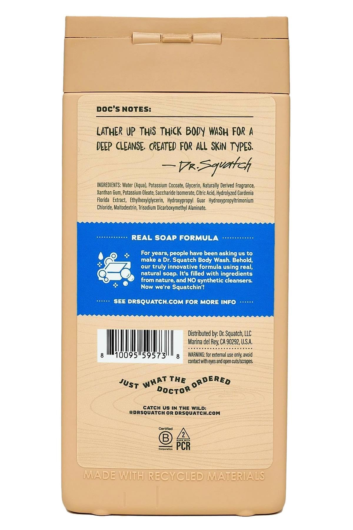 Dr. Squatch Men Natural Non-Exfoliating Body Wash Fresh Falls 14 fl oz Beauty & Personal Care Dr. Squatch