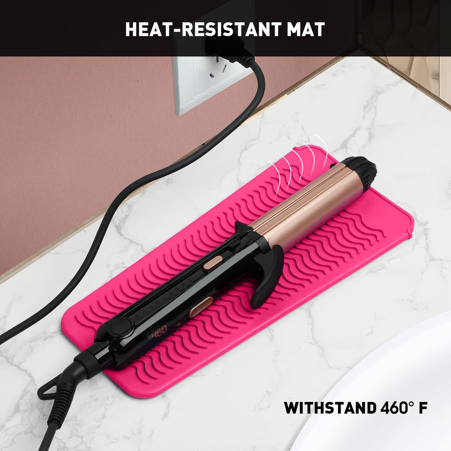ZAXOP 2 Pack Heat Resistant Silicone Mat Pouch for Flat Iron, Curling Iron,Hair Straightener,Hair Curling Wands,Hot Hair Tools (HOT Pink&HOT Pink) Beauty and Personal Care ZAXOP