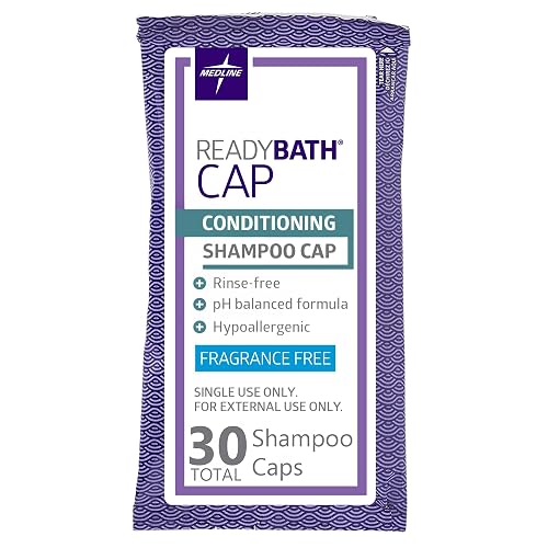 Medline ReadyBath Unscented Rinse-Free Shampoo Cap with Conditioner, 30 Count Beauty & Personal Care Medline