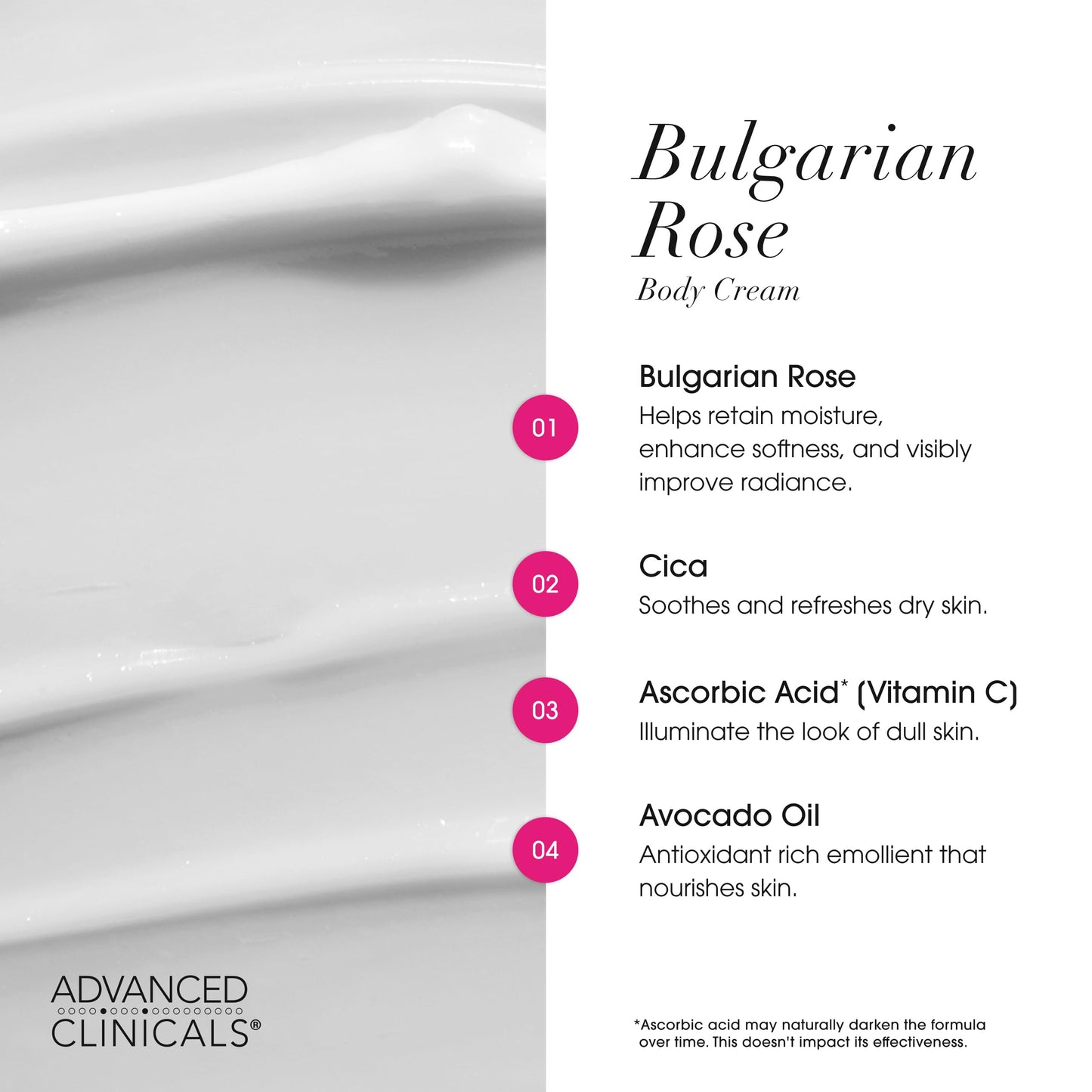 Advanced Clinicals Bulgarian Rose Lotion For Women | Rose Scented Vitamin C Body Lotion Cream | Anti Aging Vitamin E Moisturizer Body Butter Improves Beauty & Personal Care Advanced Clinicals