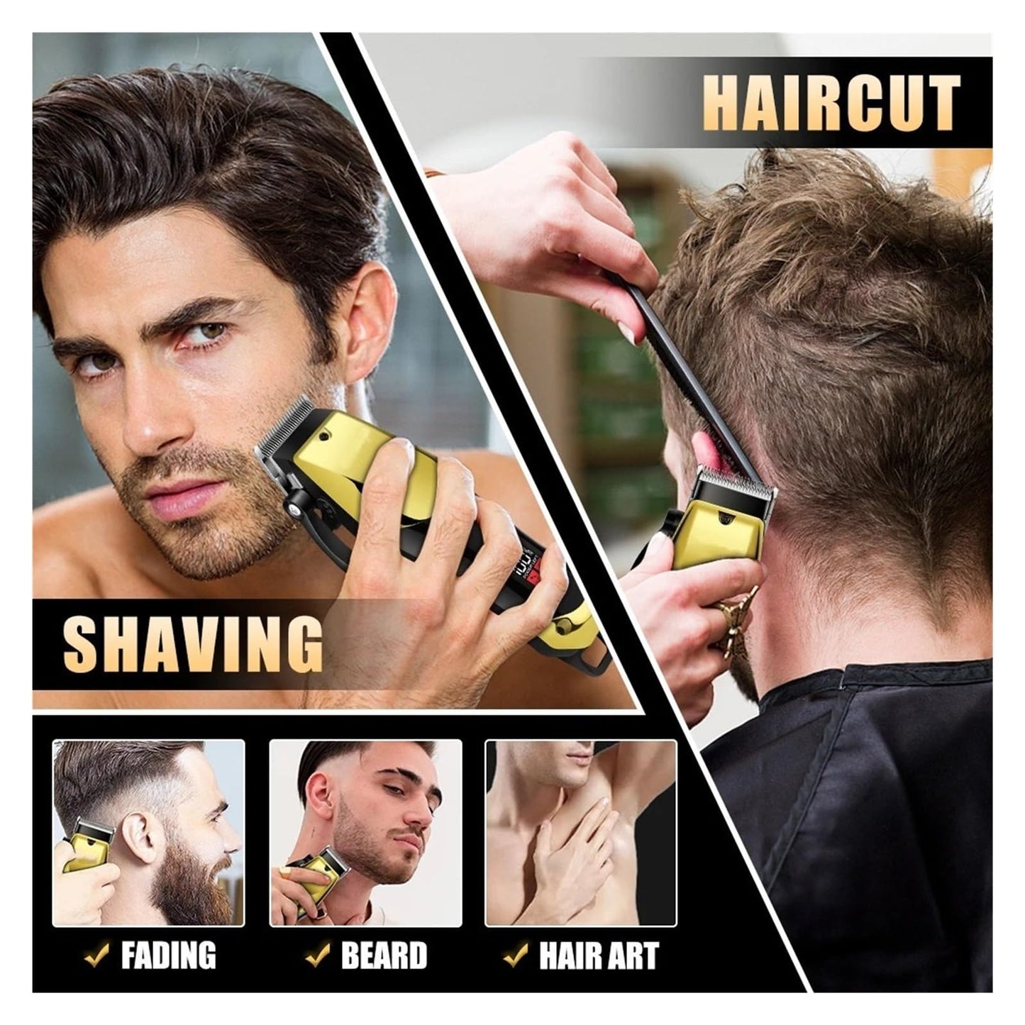 USB Rechargeable Men's Hair Clippers 3-Piece Set Professional Oil Head & Detail Electric Trimmers, Ideal Grooming Kit for Home Use(Coordinates) Beauty and Personal Care HPNZNNVW