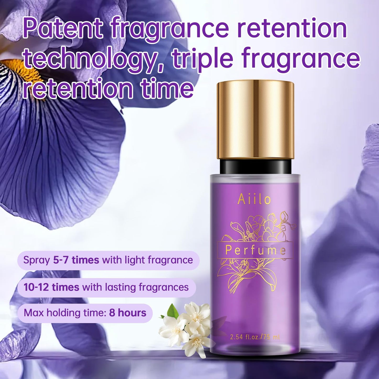 Aiilo Hair Perfume, Natural Fragrant Hair Perfume for Women, 8 Hours Longevity, Suitable for Hair, Body & Clothes - 75ml/2.54 fl oz (Transparent Beauty & Personal Care Aiilo