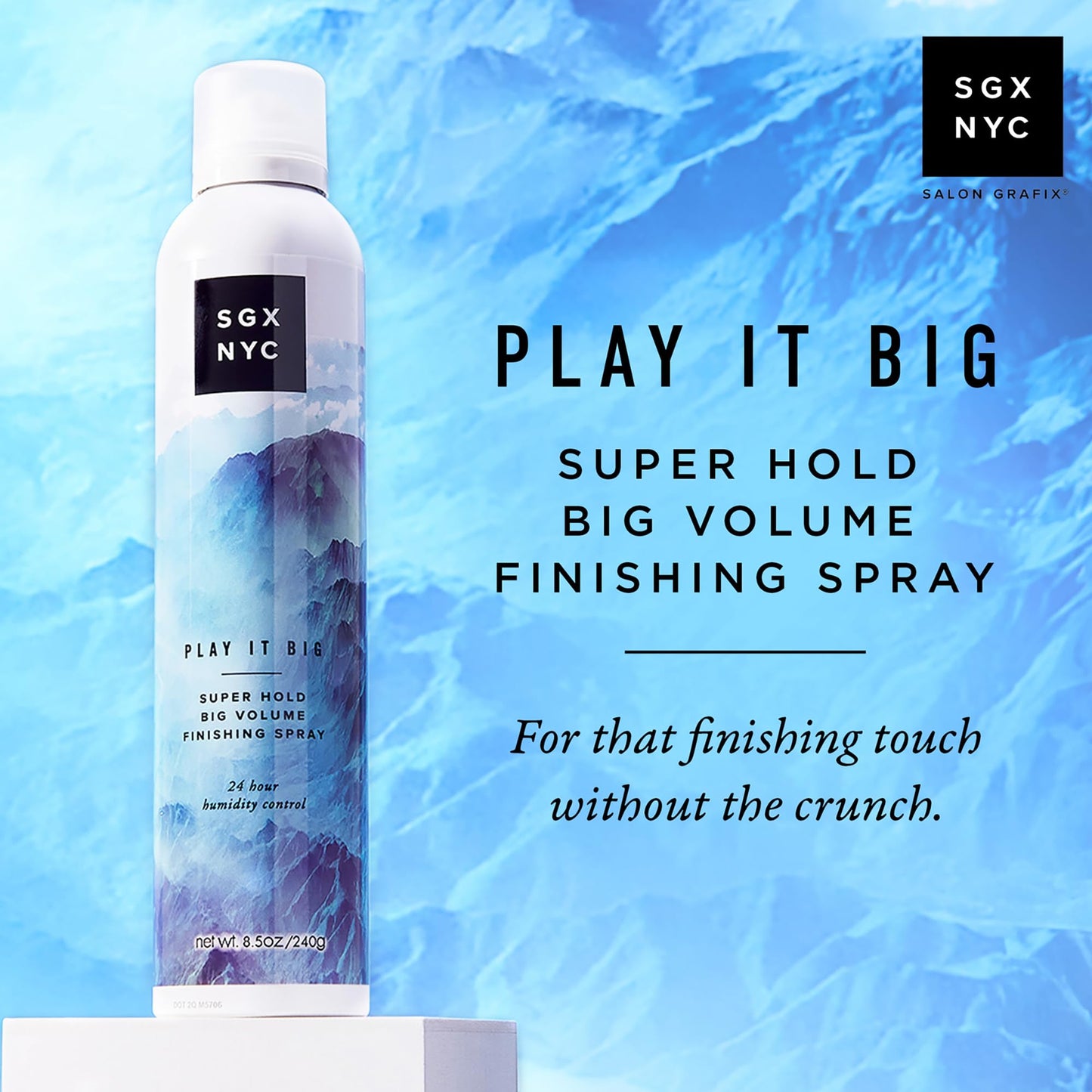 SGX NYC Play it Big Super Hold Volume Finishing Spray - Long Lasting Hair Spray with Anti Frizz Finish - Paraben Free with Coconut Oil - 2 pc Beauty & Personal Care SGX NYC