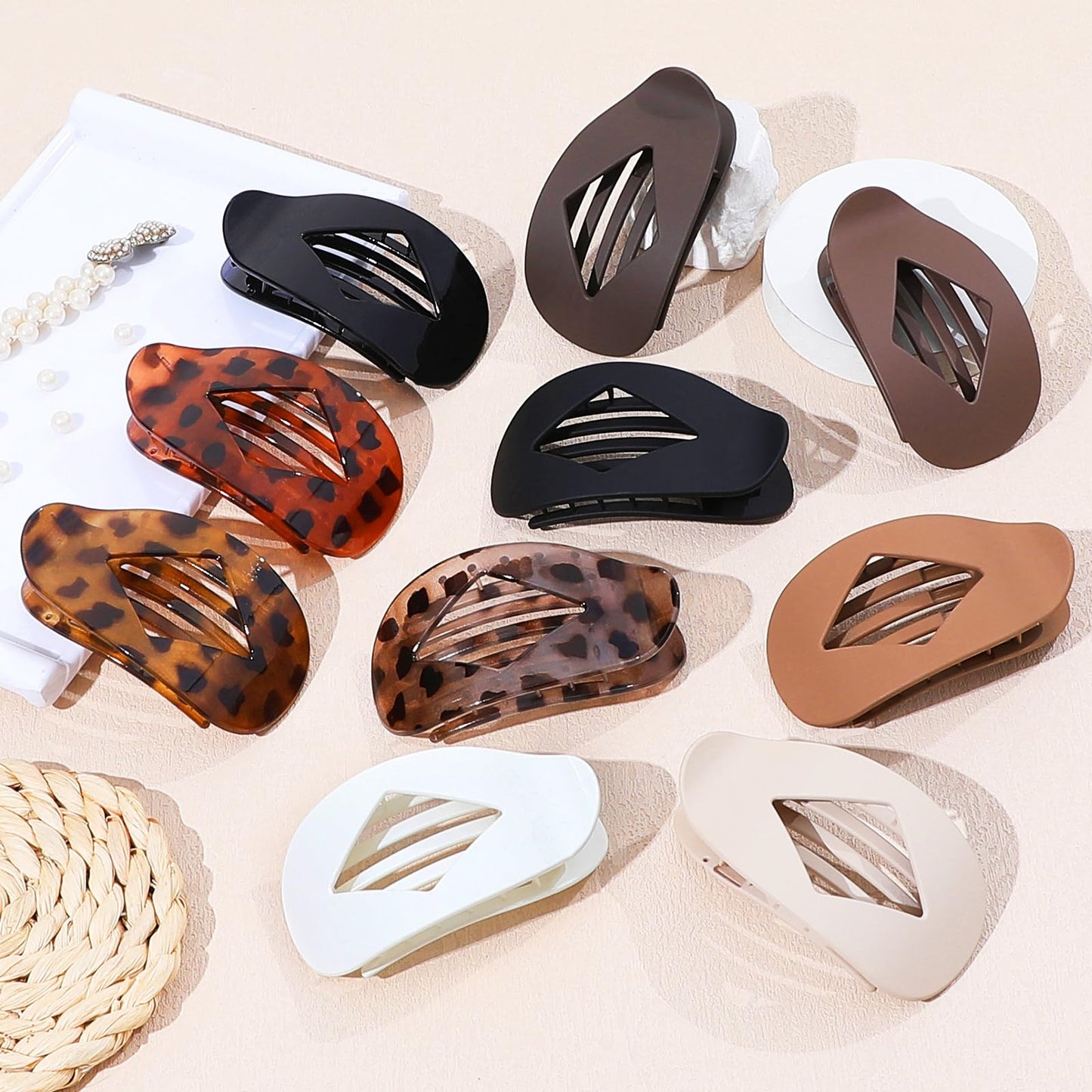 10 PCS Flat Hair Clips for Women - Large Matte & Tortoise Hair Claw Clips, 4.2 Inch Strong Hold Non-Slip Jaw Clips for Thick/Thin Hair, Neutral Beauty and Personal Care CHANDAT