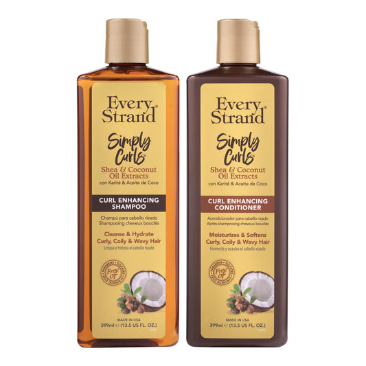 Every Strand Simply Curls Shampoo and Conditioner Set 13.5 oz, Curl Enhancing Duo for Wavy, Curly, and Coily Hair, Sulfate Free, Paraben Free Beauty & Personal Care Every Strand