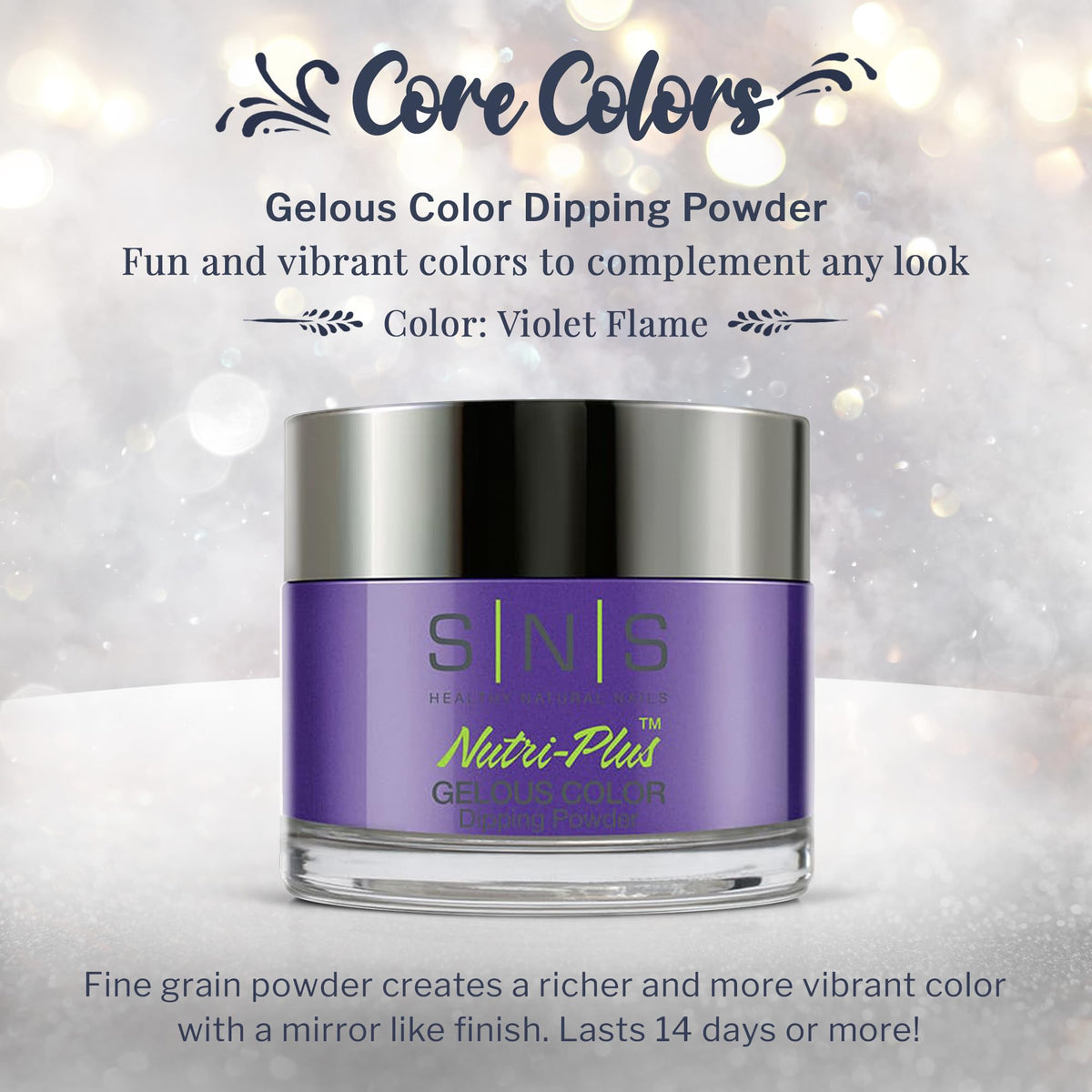 SNS Nail Dip Powder, Gelous Color Dipping Powder - Violet Flame (Purple/Violet, Shimmer) - Long-Lasting Dip Nail Color Lasts 14 Days - Low-Odor & No