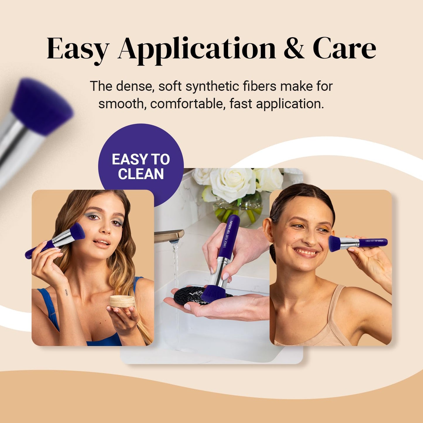 Keshima Large Flat Top Kabuki Foundation Brush - Neon Purple Premium Makeup Brush for Liquid, Cream, and Powder - Buffing, Blending, and Face - 1.6" Beauty & Personal Care KESHIMA