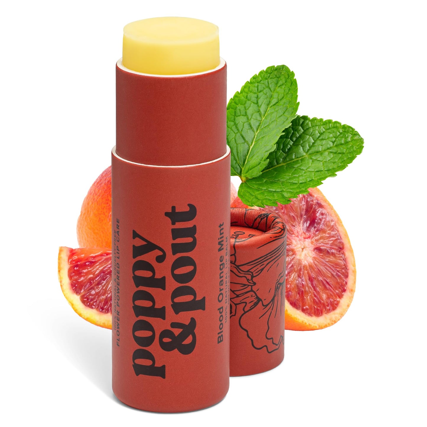 Poppy & Pout Blood Orange Mint Jumbo Lip Balm | All Natural Lip Balms & Moisturizers | Hydrates with Beeswax, Vitamin E, Organic Coconut Oil | Beauty & Personal Care Poppy & Pout