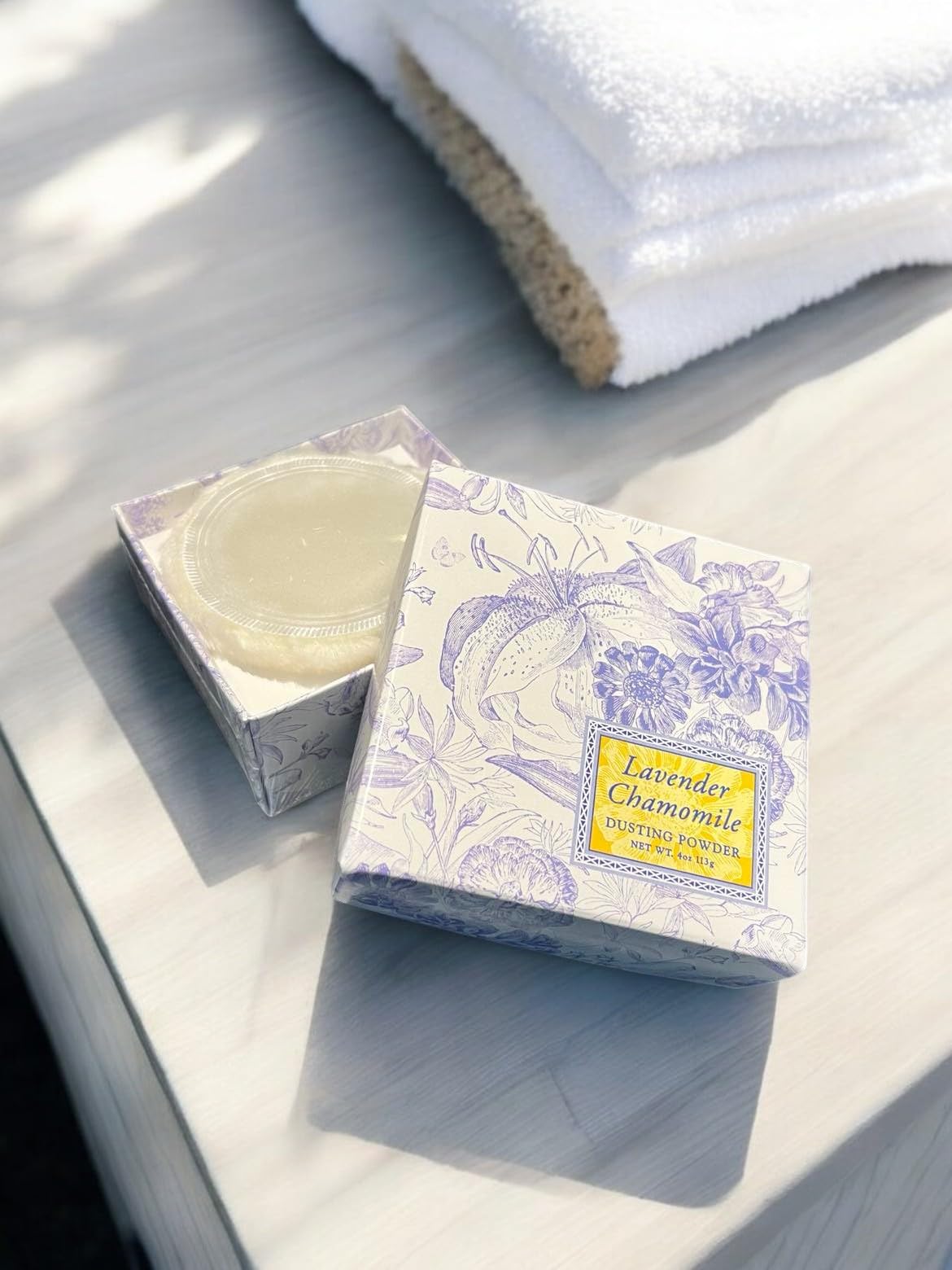Greenwich Bay Trading Company Lavender Chamomile Dusting Powder - 4 oz, Gentle Talc-Free Body Powder with Soothing Lavender & Chamomile, Ideal for All Beauty & Personal Care Greenwich Bay Trading Company