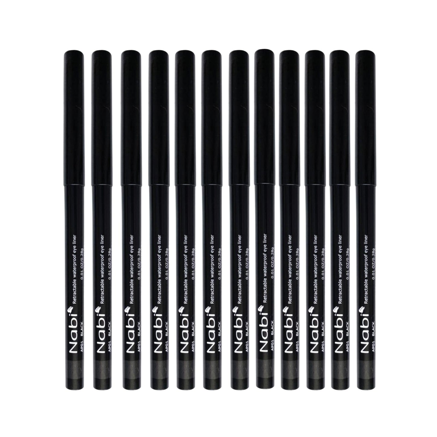 Nabi Retractable Waterproof Eyeliner Pencil - 12?Pack Smudge?Proof, Long?Lasting & Hypoallergenic Professional Makeup Eyeliner for Sensitive Eyes Beauty & Personal Care Nabi