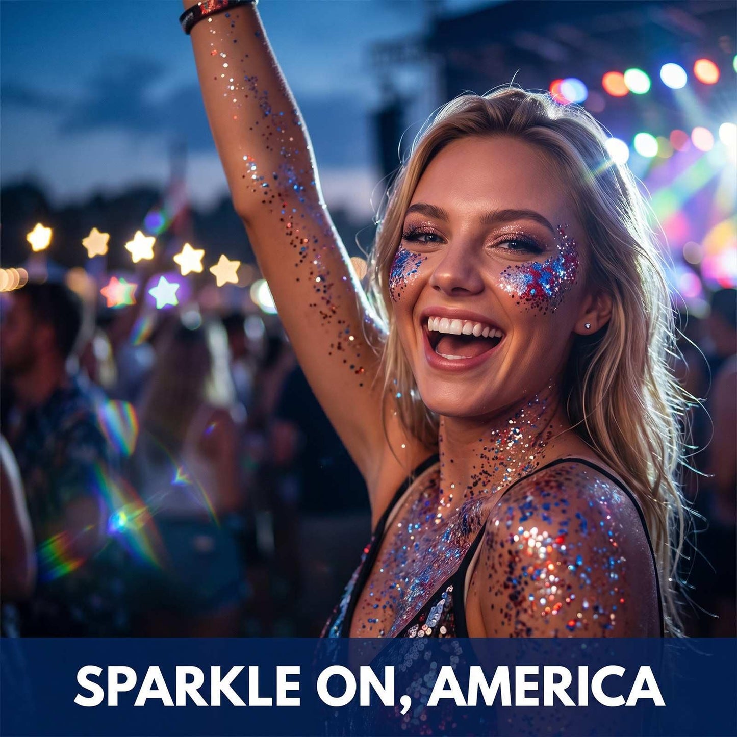 4th of July Glitter Stick,Face & Body Glitter Stick,Red Blue Silver Chunky Glitter Stick,Face Hair Body Glitter Makeup Stick for Party,Festival Beauty & Personal Care SLTCZHTZEP