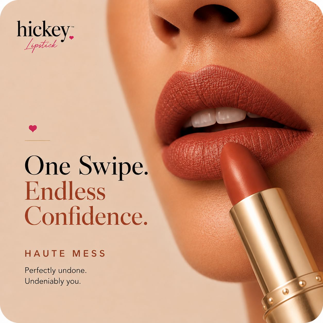 Hickey Lipstick Refill - Haute Mess (Terracotta) - Hydrating Formula with Jojoba Oil, Long Lasting Velvet Finish Lipstick for Women - Vegan & Beauty & Personal Care Hickey